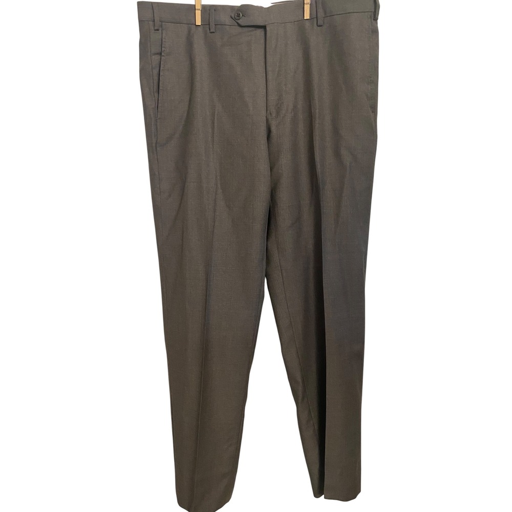 Zanella Devon Mens Grey 100% Virgin Wool Dress Pants Flat Front Italy Size 36X31